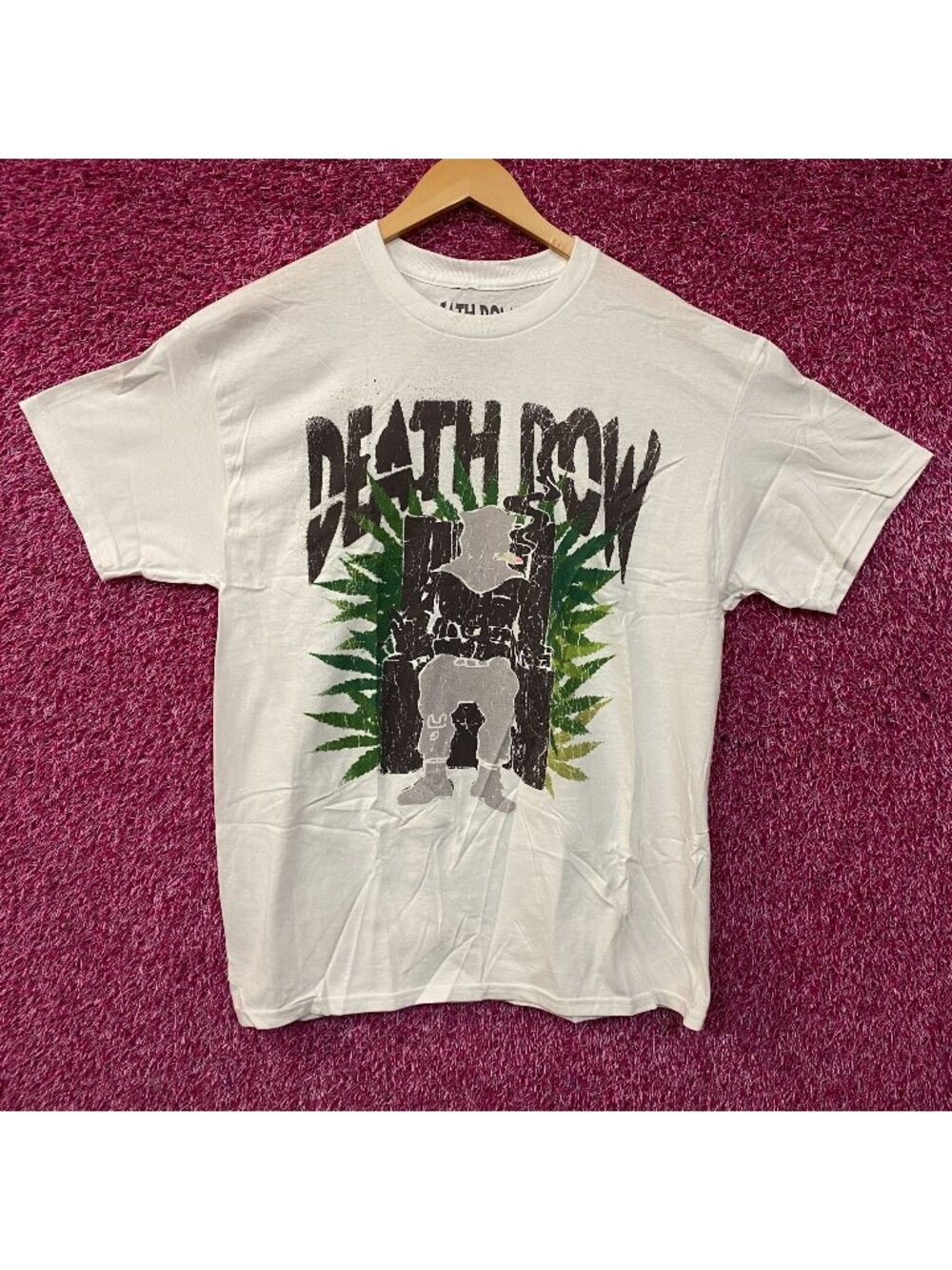 Death Row Records Green Leaves Electric Chair Graphic T-Shirt Large